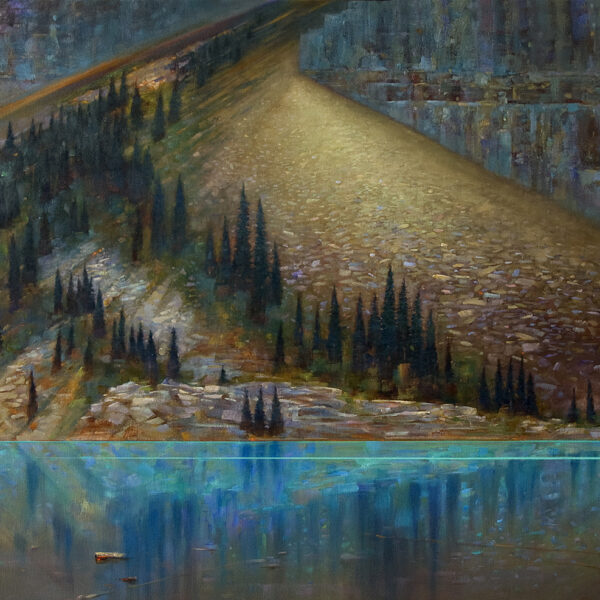 'Alluvial Fan, Lake Louise 48 X 48 oil on canvas 2018