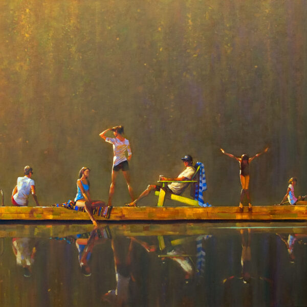 Commission 'Family on Raft' 36 X 48 oil on canvas