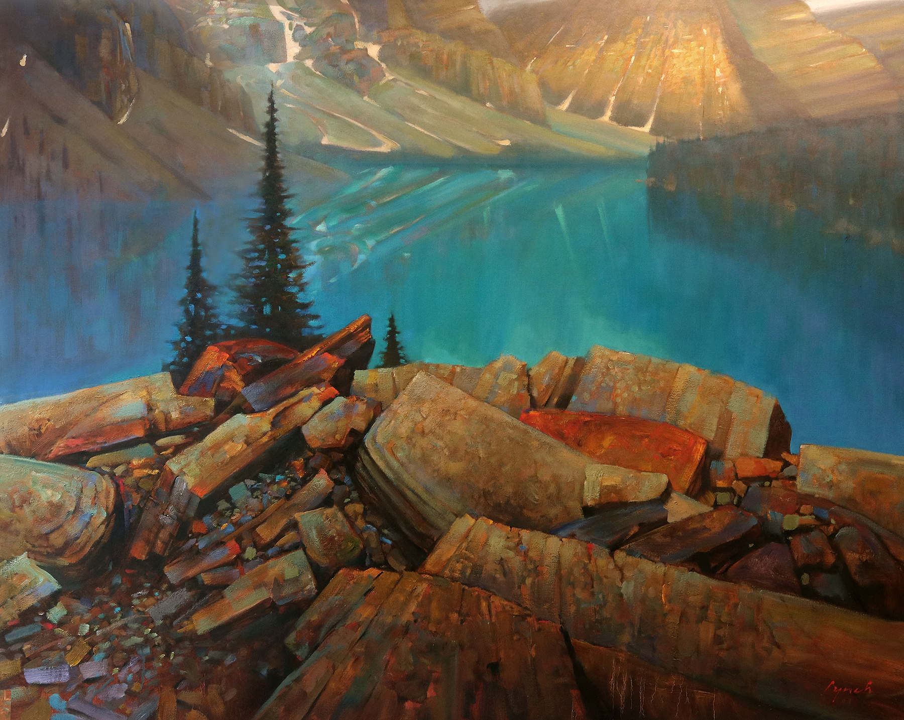 Above Moraine 48 X 60 in. oil on canvas. The Avenue Gallery