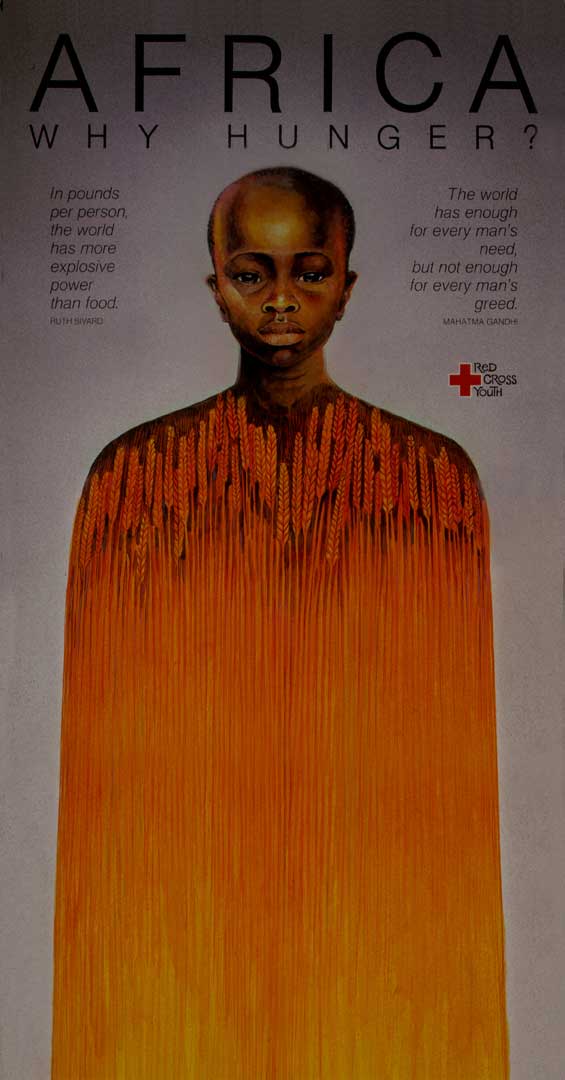 1980 'Red Cross' Ethiopia Famine Relief, watercolor and gouache on Strathmore 200 lb paper 
