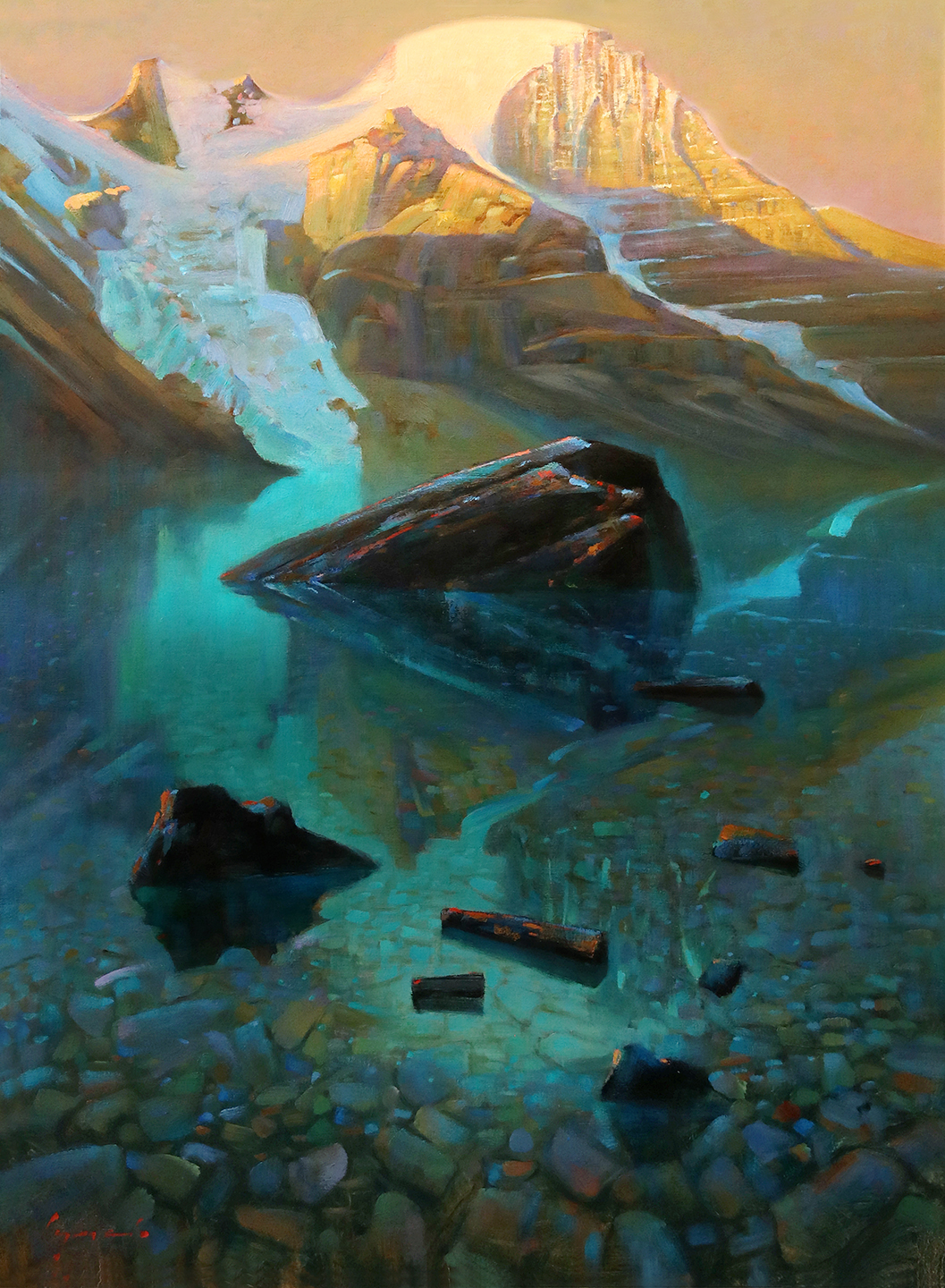 Big Rock Berg Lake. 24 X 36 in. oil on canvas - studio