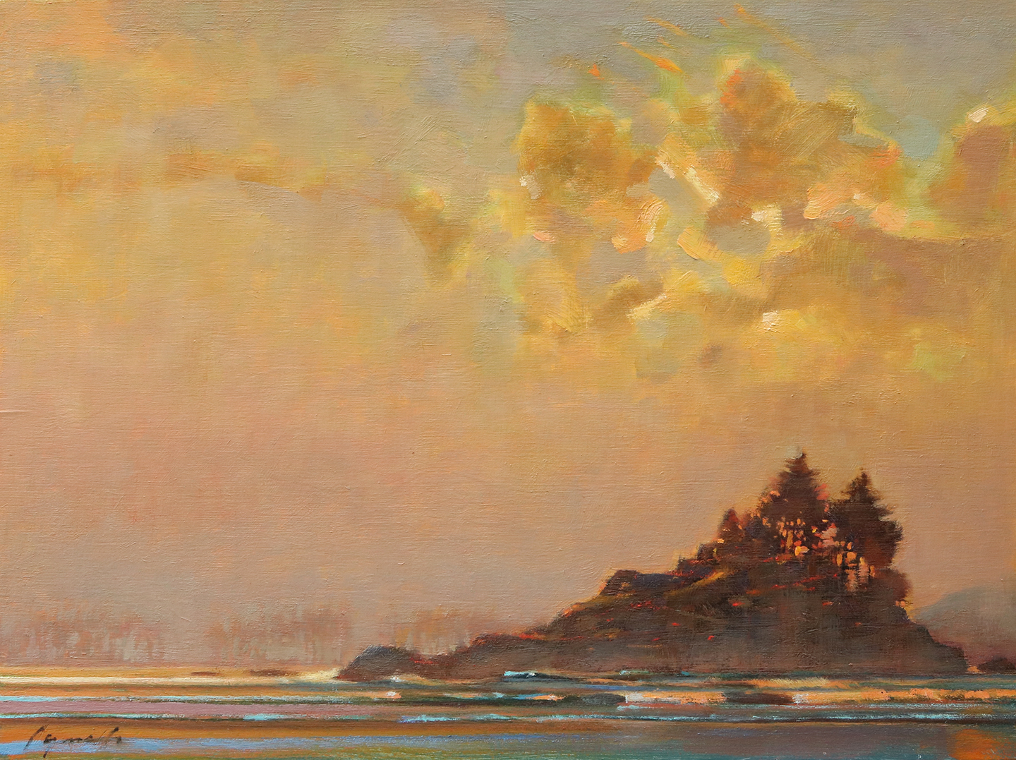 Chesternman Marine Front Evening - 18 by 24 oil on prepared board - sold by The Avenue Gallery