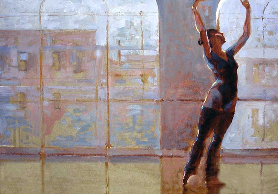 'Silhouette'  life study, Ballet BC, oil on prepared board 16 X 20 in. copyright Brent Lynch.