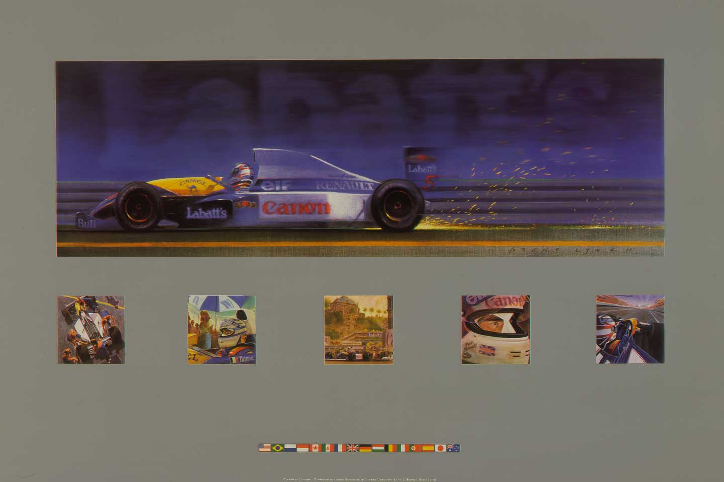 1990 - International Car Racing, Formula 1 'Williams Team Champions', series of paintings celebrating the teams year in racing.