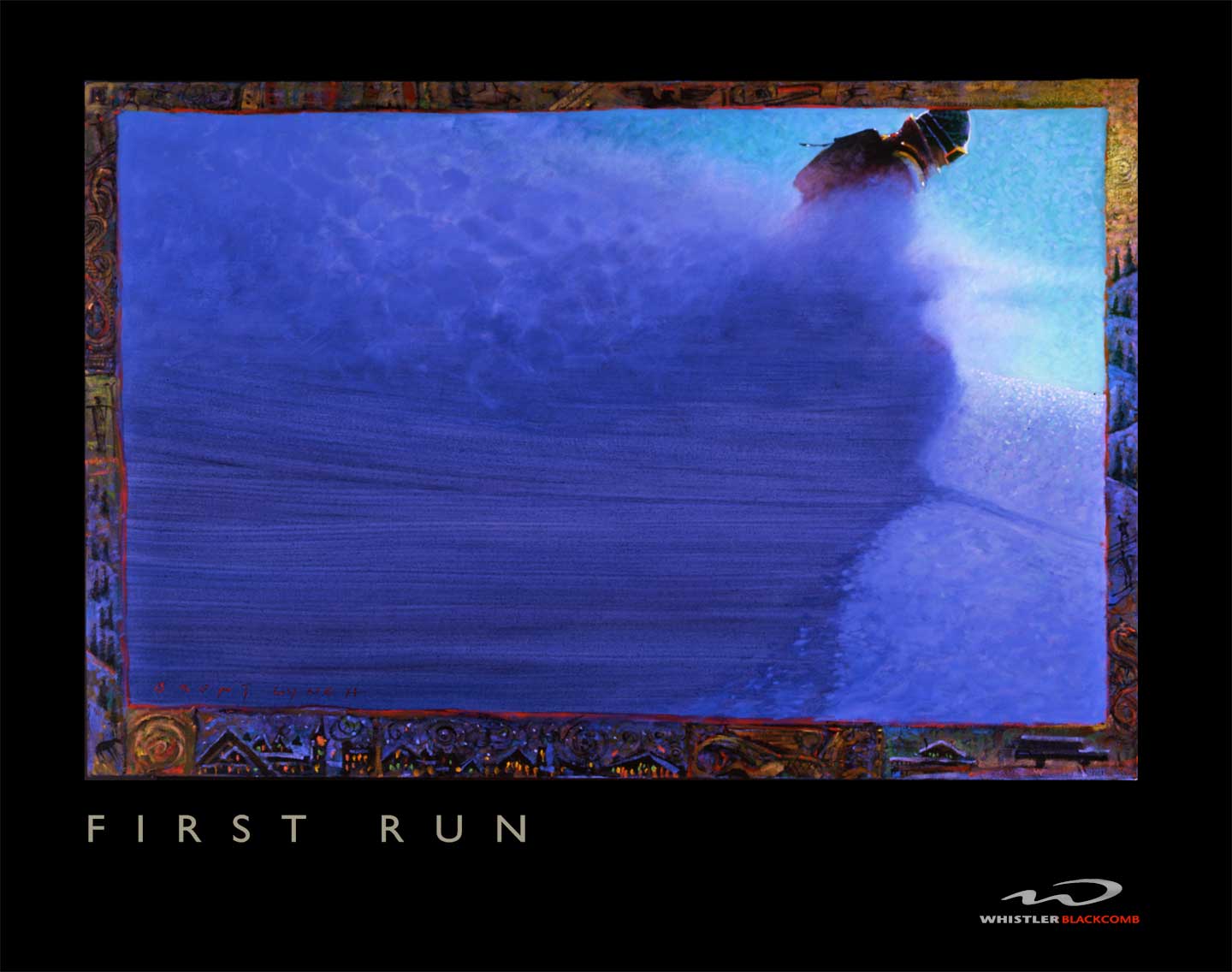 'First Run' original artwork for Whistler Blackcomb advertising 1993