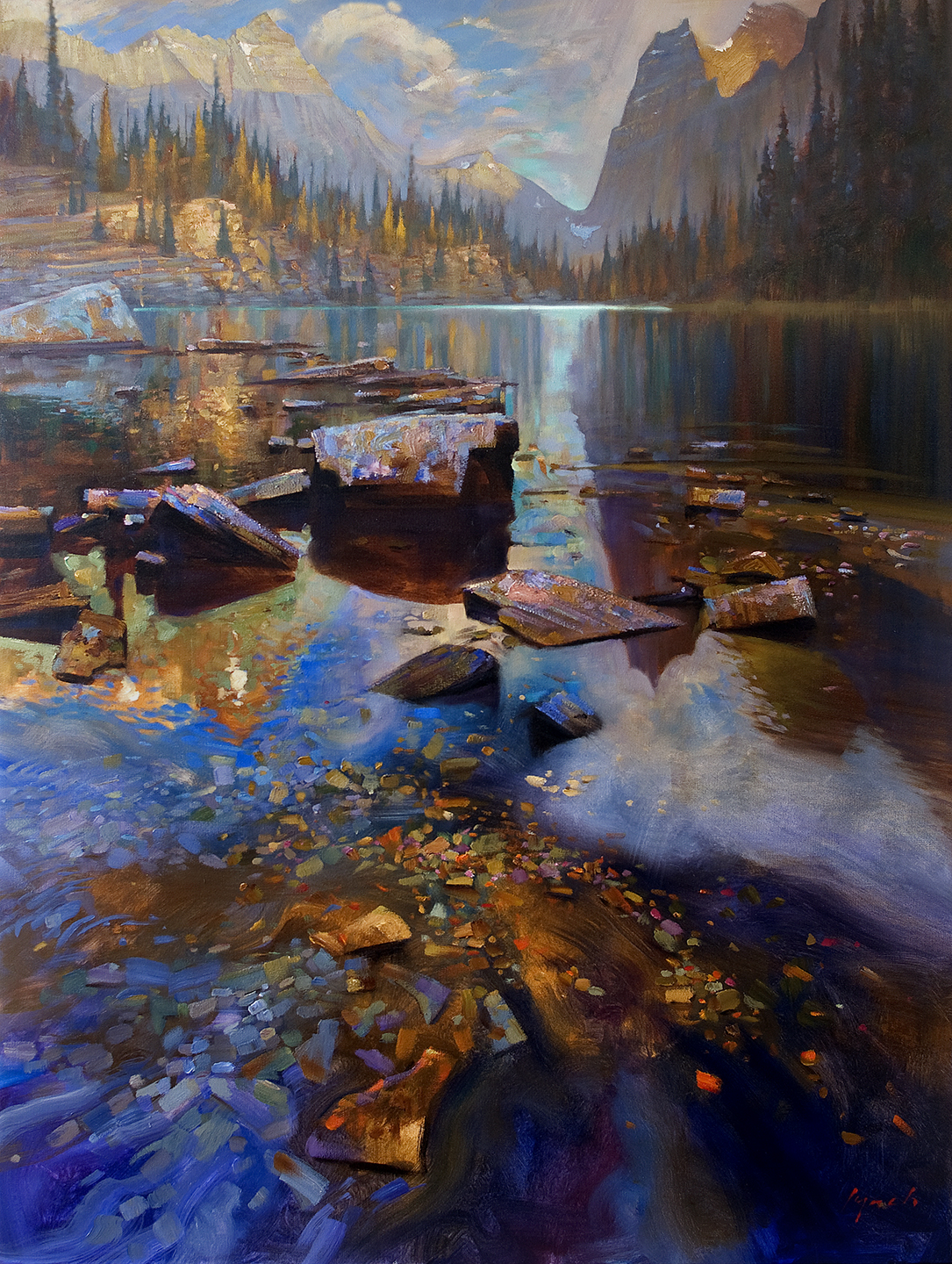 Gold in Opabin, Lake O'Hara  48 X 36 oil on canvas. sold by Mountain Gallleries