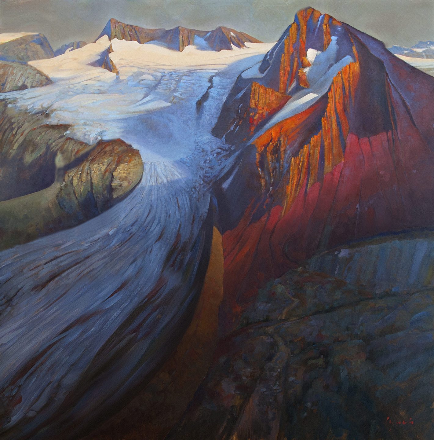 'Ice in the Sky' Overlord Glacier oil on canvas 48 X 48 in. -Adele Campbell Gallery, Whistler