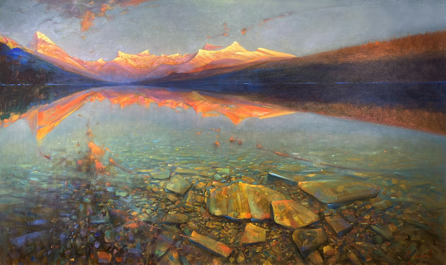 Jewels in Maligne' 36 X 60 in. oil on canvas - sold by Mountain Galleries