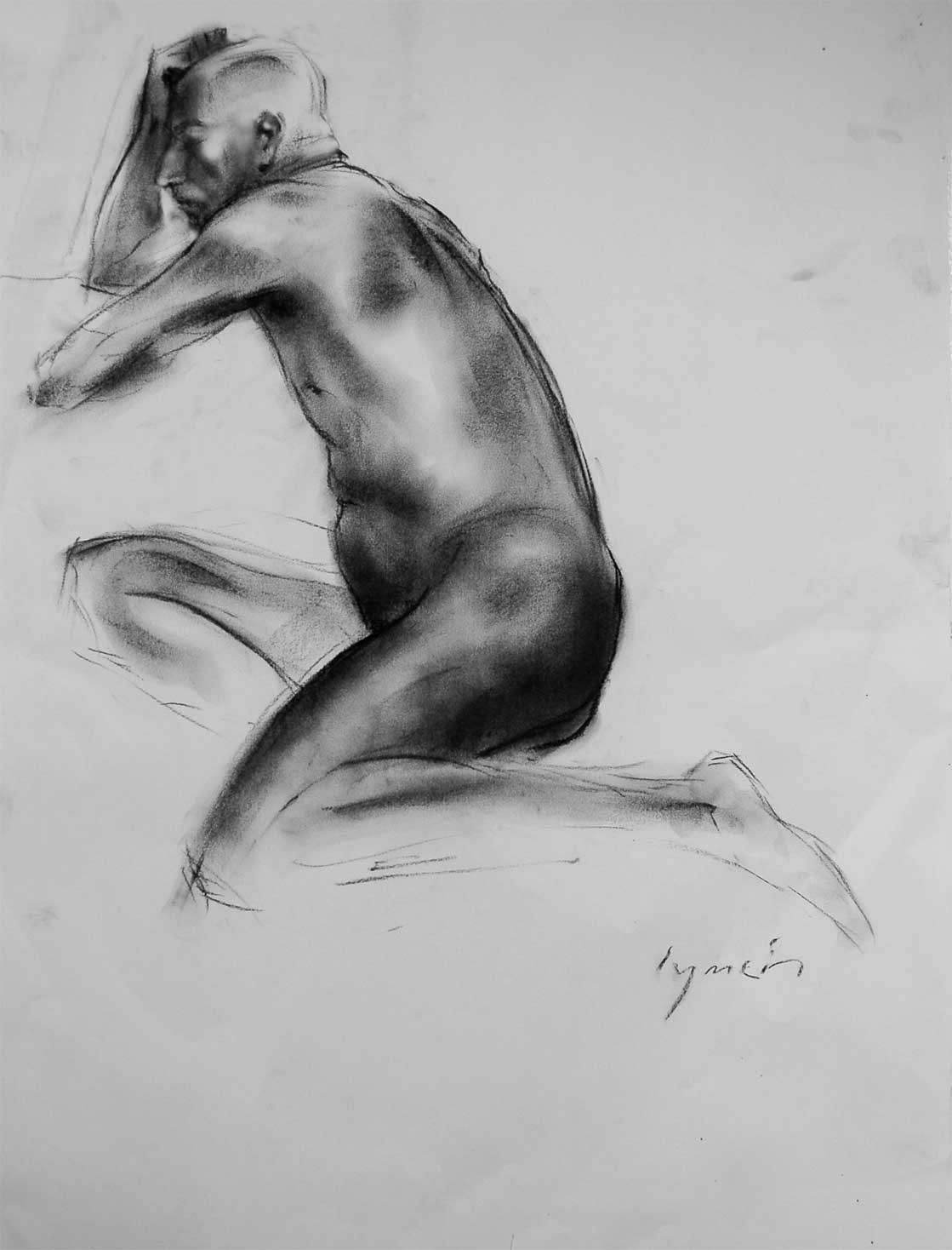 'Nude 105' charcoal on paper