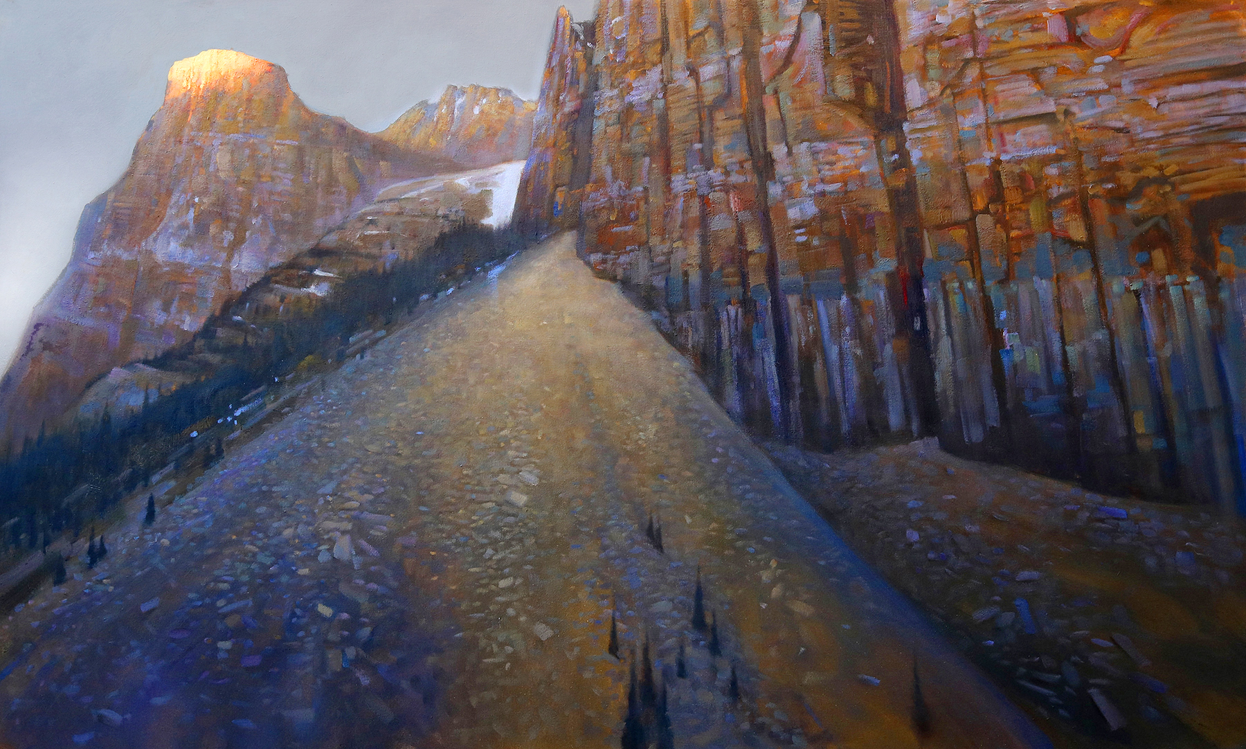 'Pyramids and Temples'  Moriane Lake, Banff  36 X 60 in. oil on canvas -  strudio