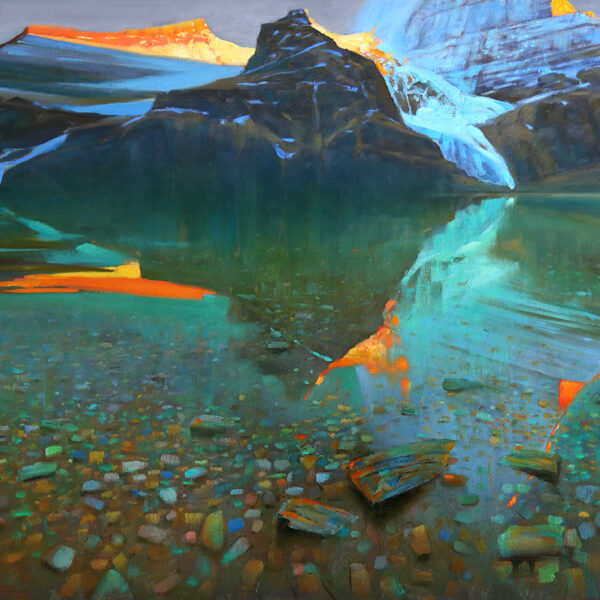 Robson in Berg' Berg lake Mt. Robson 36 X 60 in. oil on canvas -  studio