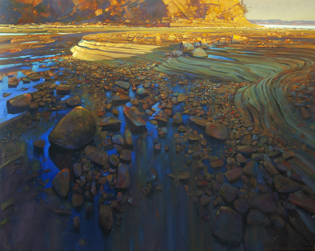 'Sandstone Wave' Madrona Beach 48 X 60 in. oil on canvas - Mountain Galleries