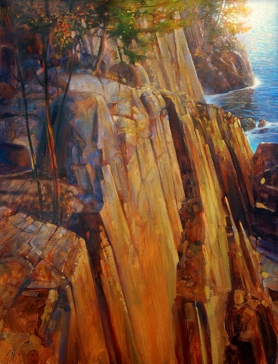 'Golden Cliffs' 36 X 48 in. oil on canvas. studio. SOLD copyright Brent Lynch