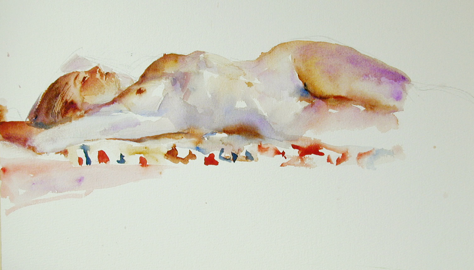 Nude Reclined 23, watercolour on Strathmore 200 ib.  16 X 20 in. copyright Brent Lynch.