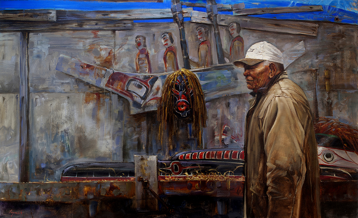 The Carver's Shed 48 X 60 oil on canvas
