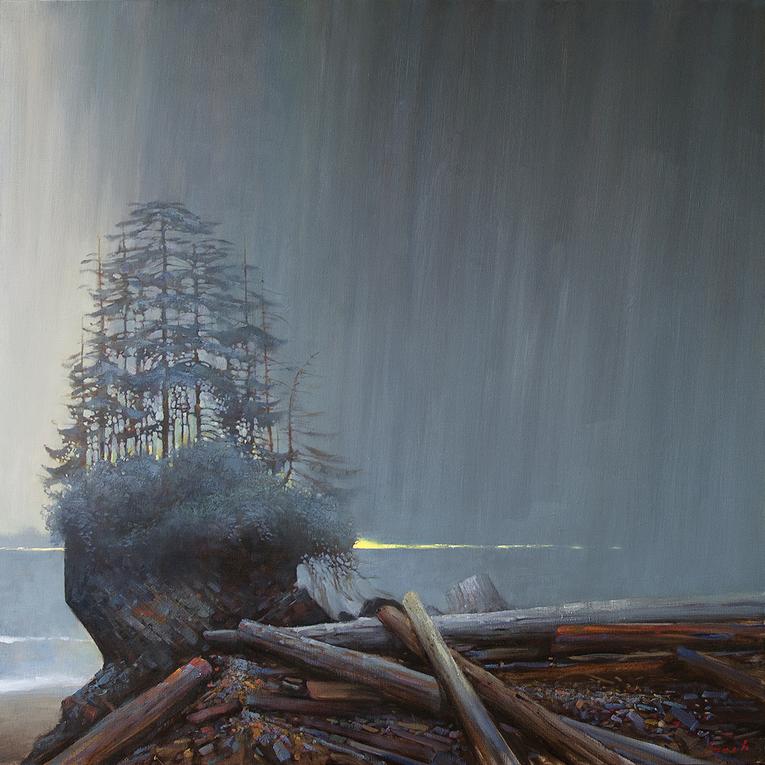'Stack In Rainstorm' 48 X 48 in. oil on canvas- The Avenue Gallery